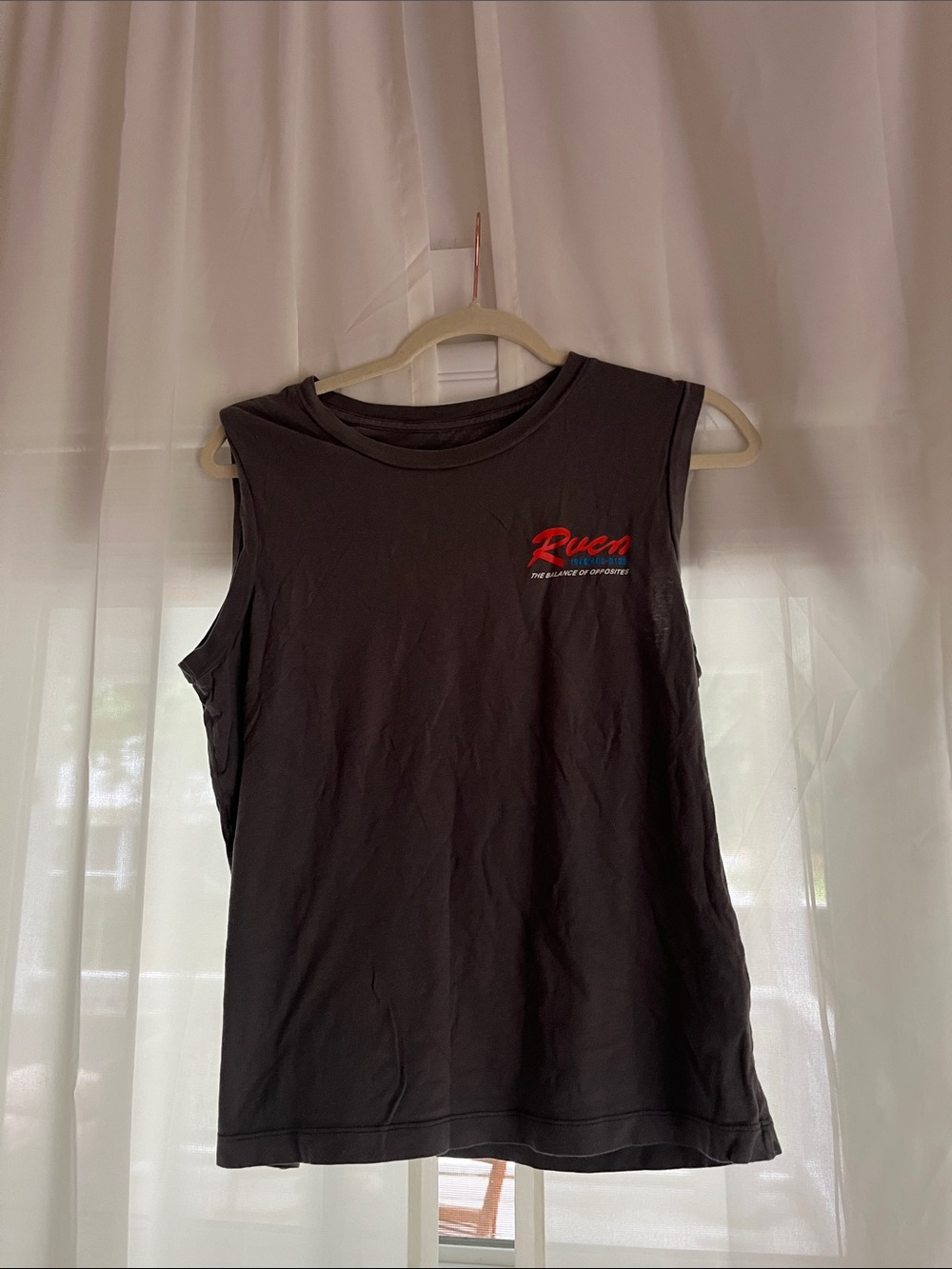 RVCA Black Men's Tank Top with Red Logo